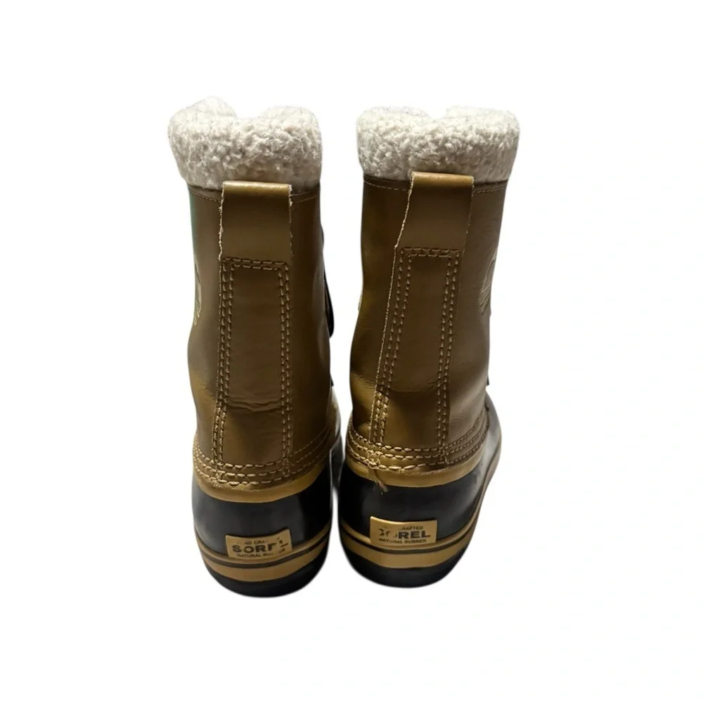 Sorel Caribou Snow Boots Insulated Waterproof Winter Tan Blaack Youth Size 2